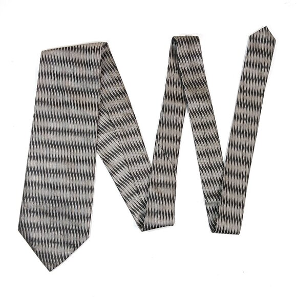 Bergamo New York Men’s Silk Tie Gray Geometric 61 inch Designer Wide Tie New - Picture 2 of 4